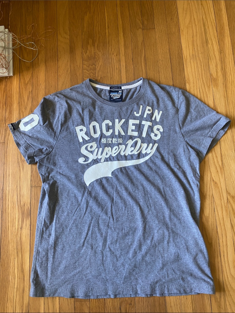 Superdry Men's Grey Graphic 'Rockets' Tee with White Logo